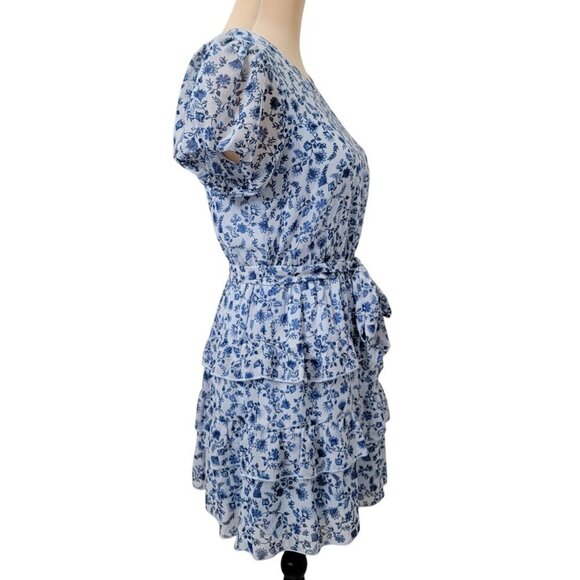 Xtraordinary Size S Blue Ditzy Floral Pattern Tiered Mini Dress, EUC - Picture 5 of 12